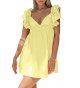 Womens Sexy Deep V Neck Ruffle Sleeve Mini Dress Backless Lace Up Summer Dresses
