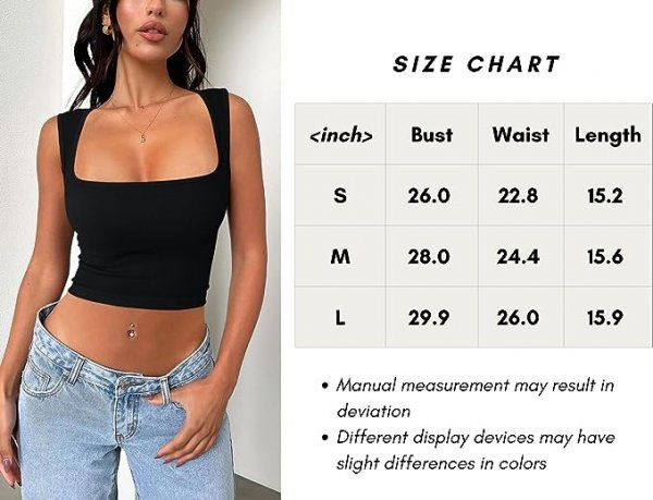 Women's Sexy Sleeveless Crop top Seamless Square Neck Trendy Tank top